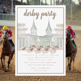 Elegant Watercolor Derby Party Racing Horses  Kaart