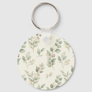 Elegant Watercolor Eucalyptus and Blush Berry Bota Sleutelhanger