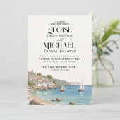 Elegant Watercolor European Destination Wedding Kaart (Staand voorkant)