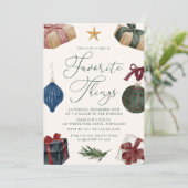 Elegant Watercolor Favorite Things Christmas Party Kaart (Staand voorkant)