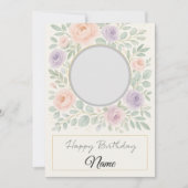 Elegant Watercolor Floral Birthday Card Kaart (Voorkant)