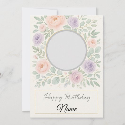 Elegant Watercolor Floral Birthday Card Kaart (Voorkant)