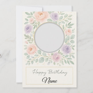 Elegant Watercolor Floral Birthday Card Kaart