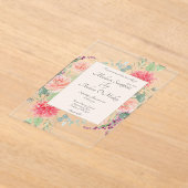 Elegant  Watercolor Floral Bouquet  Acryl Uitnodigingen (Laagn)