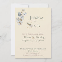 Elegant Watercolor Floral Cream 60th Birthday 