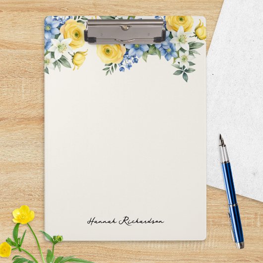 Elegant Watercolor Floral Custom Name Klembord