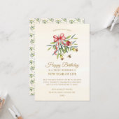 Elegant Watercolor Floral Happy Birthday Greeting Kaart (Voorkant / Achterkant in situ)