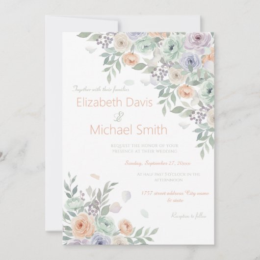 Elegant Watercolor Floral Kaart (Voorkant)