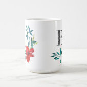 Elegant Watercolor Floral Monogram Koffiemok (Center)
