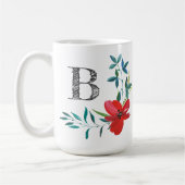 Elegant Watercolor Floral Monogram Koffiemok (Links)