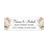 elegant watercolor floral pink wedding etiket (Voorkant)
