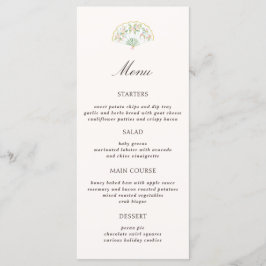 Elegant Watercolor Floral Rococo Wedding Menu
