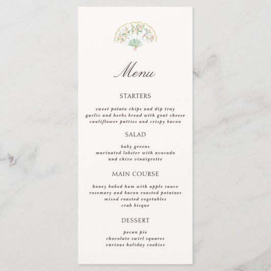 Elegant Watercolor Floral Rococo Wedding Menu (Voorkant)