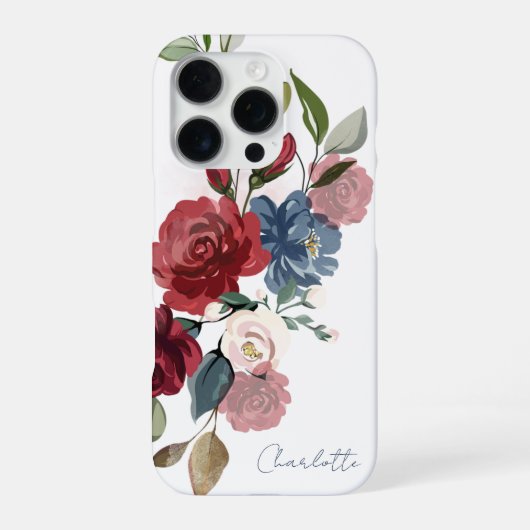 Elegant Watercolor Floral Script Personalized iPhone Hoesje (Achterkant)