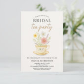 Elegant Watercolor Floral Teacup Bridal Shower Kaart (Staand voorkant)