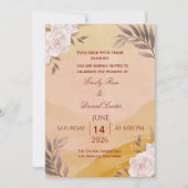 Elegant Watercolor Floral Wedding Invitation in Wa Kaart (Voorkant)
