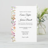 Elegant Watercolor Floral Wedding Invitation Kaart (Staand voorkant)