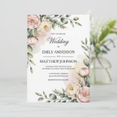 Elegant Watercolor Floral Wedding Invitation Kaart (Staand voorkant)