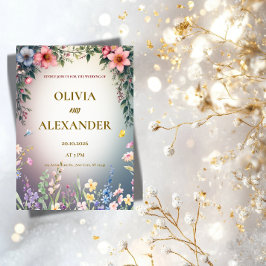 Elegant Watercolor Floral Wedding Invitation Kaart