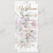 elegant watercolor floral wedding programme card (Voorkant / Achterkant)