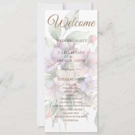 elegant watercolor floral wedding programme card
