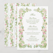 Elegant Watercolor Floral Wedding Reception Menu (Voorkant / Achterkant)