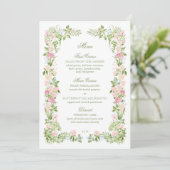 Elegant Watercolor Floral Wedding Reception Menu (Staand voorkant)