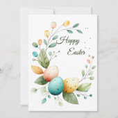 Elegant Watercolor Floral Wreath Easter Kaart (Voorkant)