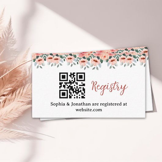 Elegant Watercolor Flowers Bridal Shower Informatiekaartje