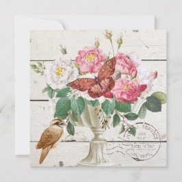 Elegant watercolor flowers French artwork rustic