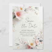 Elegant Watercolor Flowers Save The Date Script (Voorkant)