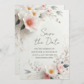 Elegant Watercolor Flowers Save The Date Script (Voorkant / Achterkant)