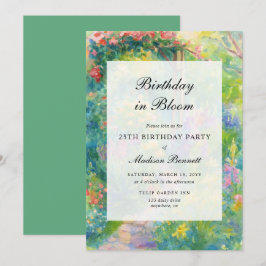 Elegant Watercolor Garden Adult Birthday Party Kaart