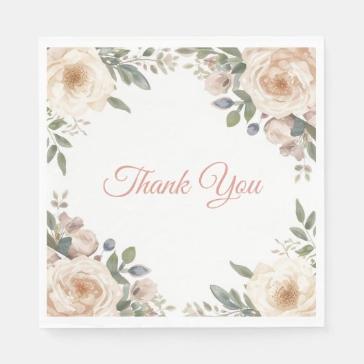 Elegant Watercolor Garden Roses Blush Pink Florals Servet (Voorkant)