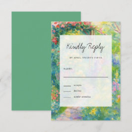 Elegant Watercolor Garden Themed Wedding RSVP Kaartje