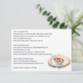 Elegant Watercolor Golden Rose Wedding Rings Informatiekaartje (Staand voorkant)