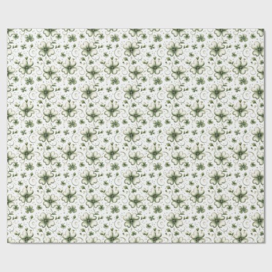 Elegant Watercolor Green Clover Shamrocks Pattern Cadeaupapier (Vlak)