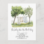 Elegant Watercolor Greenery Washing Line Moving Aankondigingskaart (Voorkant)