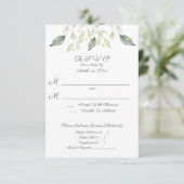 Elegant Watercolor Groene Bladeren Trouwfeest RSVP Kaartje (Staand voorkant)