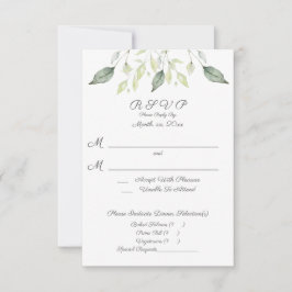 Elegant Watercolor Groene Bladeren Trouwfeest RSVP Kaartje
