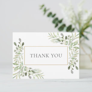 Elegant Watercolor Groenery Rouwgedicht Bedankkaart