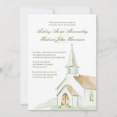 Elegant Watercolor Hand-painted Chapel Wedding Kaart (Voorkant)