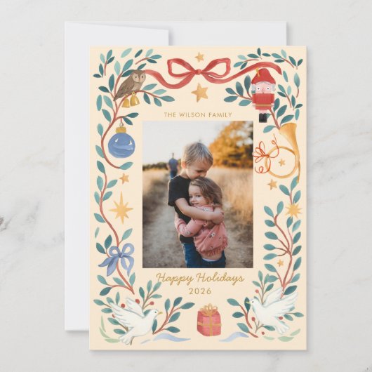 Elegant Watercolor Holiday Photo Card | Kaart (Voorkant)