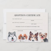 Elegant Watercolor Hond Dieren Adoptie Certificaat Kaart (Voorkant)