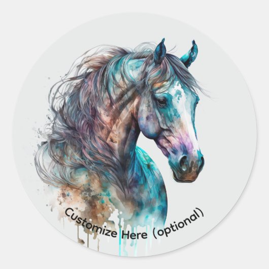 Elegant Watercolor Horse Portrait Sticker (Voorkant)