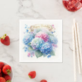 Elegant Watercolor Hydrangea Floral Birthday Party Servet (Insitu)