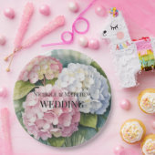 Elegant Watercolor Hydrangea Wedding Papieren Bordje (Feest)