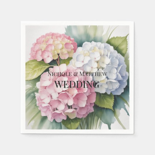 Elegant Watercolor Hydrangea Wedding Servet (Voorkant)