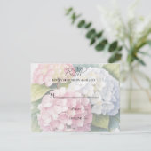 Elegant Watercolor Hydrangeas Wedding RSVP Kaartje (Staand voorkant)