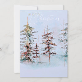 Elegant Watercolor Kerst Pijnboom Bos Feestdagenkaart
